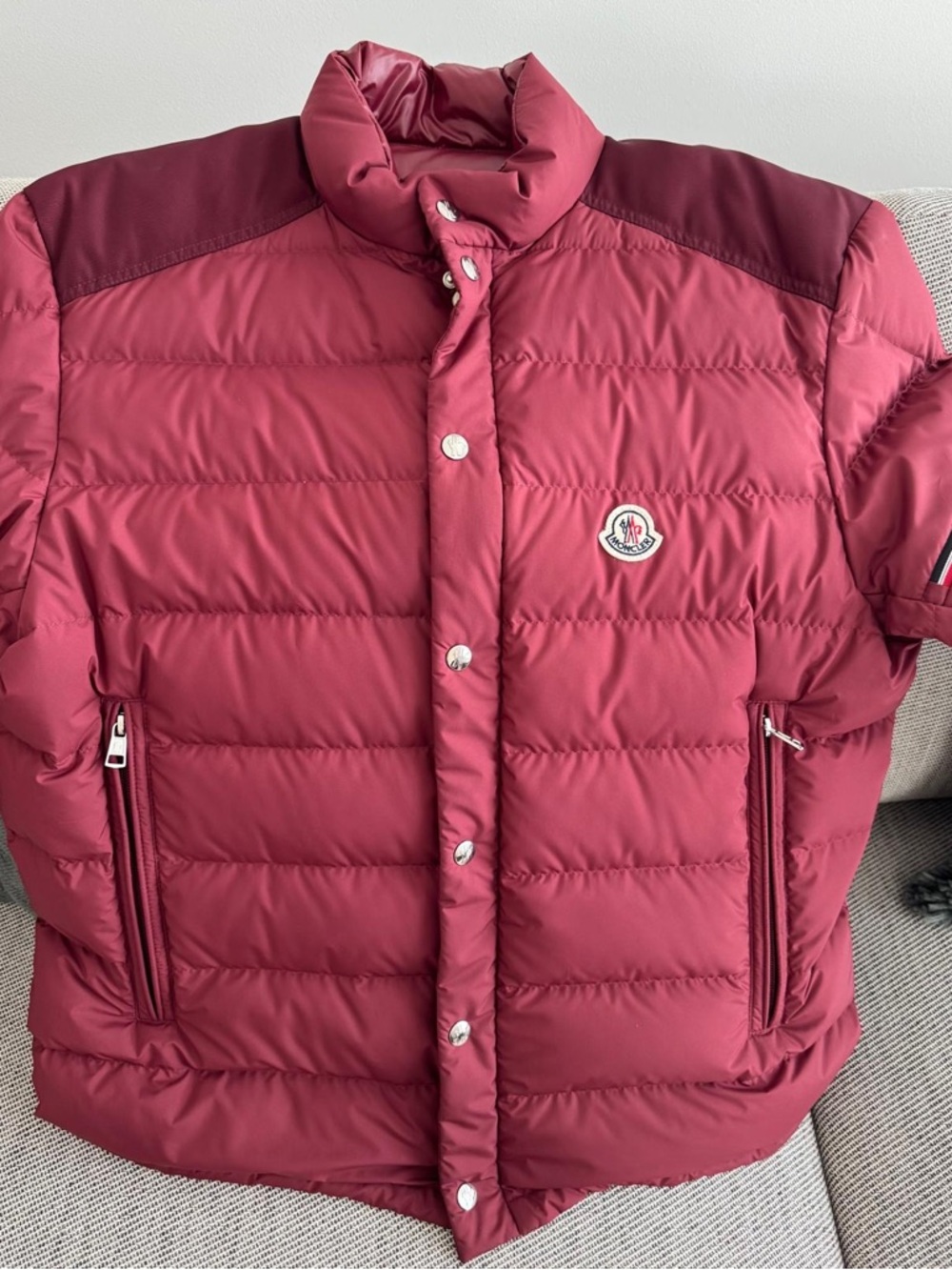 Moncler Burgundy Quilted Down Jacket